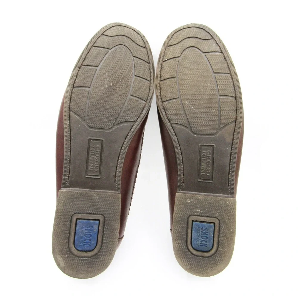 Giorgio Brutini Men's Loafers Kiltie Tassel Brown Woven Top Moc Toe Leather 13W
